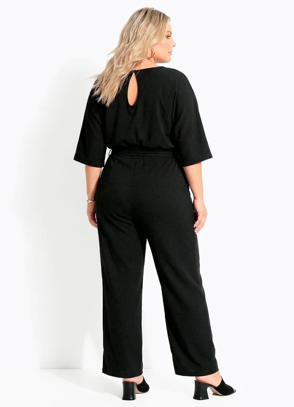 Quintess - Macacão Preto em Malha Crepe 11