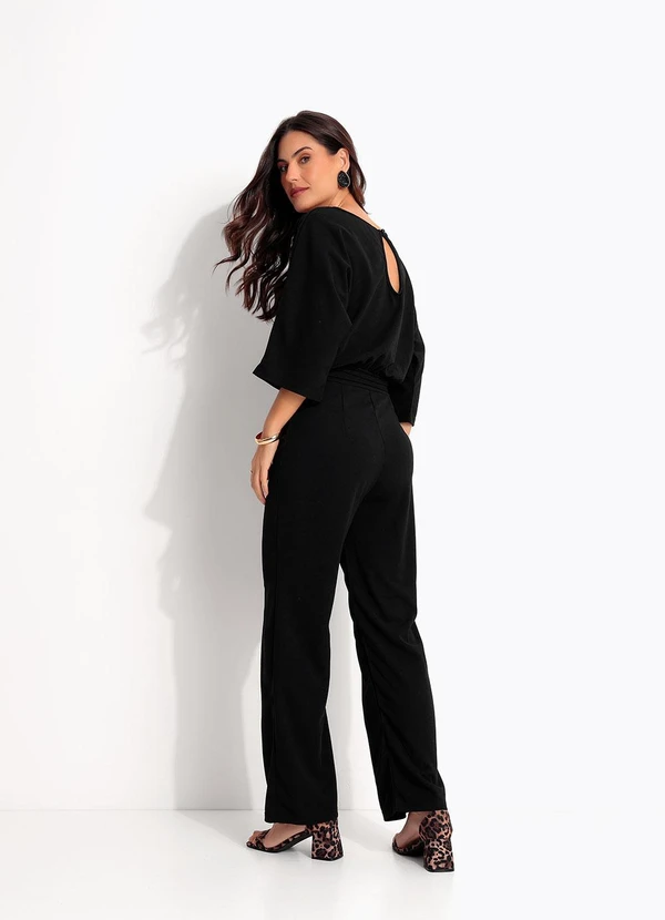 Quintess - Macacão Preto em Malha Crepe 8