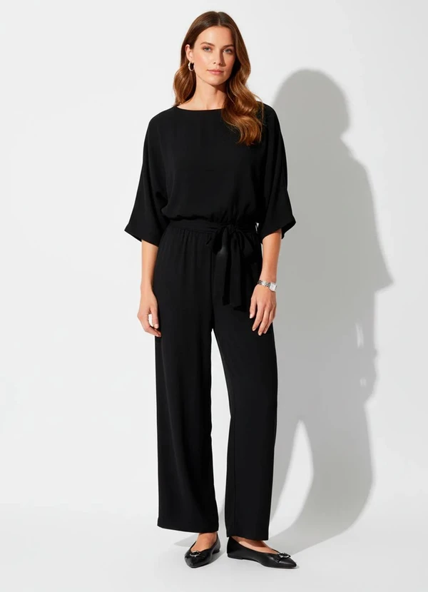 Quintess - Macacão Preto em Malha Crepe 7