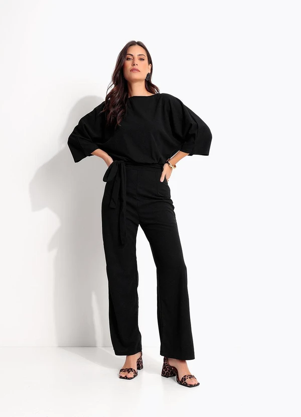 Quintess - Macacão Preto em Malha Crepe 2