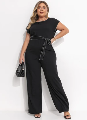 Quintess - Macacão Preto em Malha de Algodão - QUINTESS