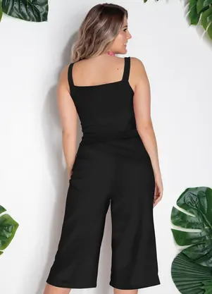 Moda Pop - Macacão Preto em Malha - MODA POP