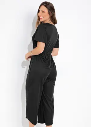 Moda Pop - Macacão Preto em Malha - MODA POP