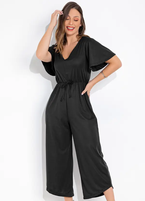 Moda Pop - Macacão Preto em Malha