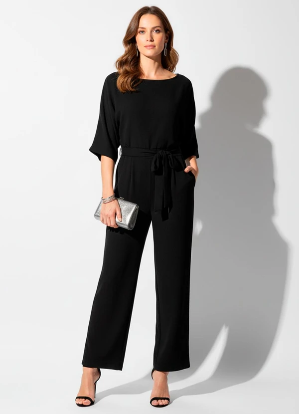 Quintess - Macacão Preto em Malha Crepe 3