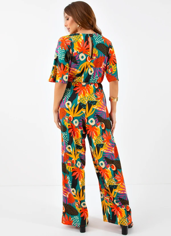 Quintess - Macacão Tropical Colorido em Malha de Viscose 2