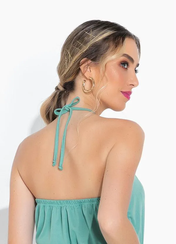 Moda Pop - Macacão Verde com Bolsos e Frente Única 4