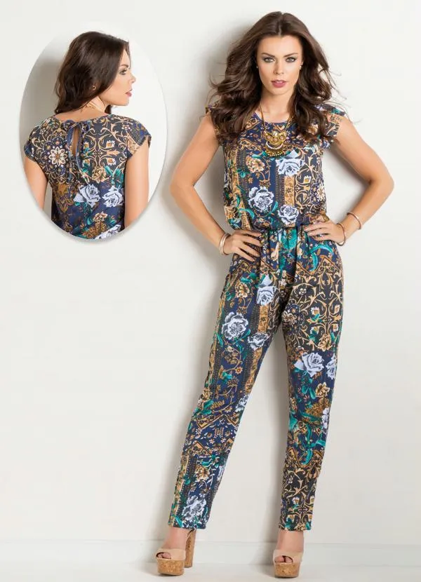 Moda Pop - Macacão com Gota nas Costas Mix Arabesco