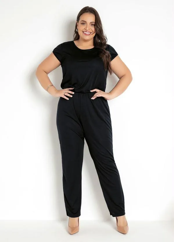 Moda Pop - Macacão Preto Costas Gota e Amarração 8