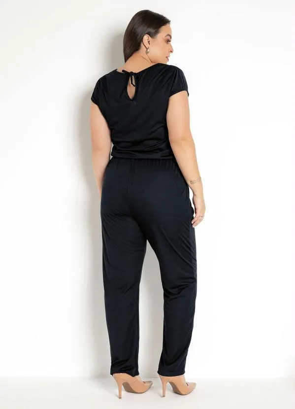 Moda Pop - Macacão Preto Costas Gota e Amarração 9