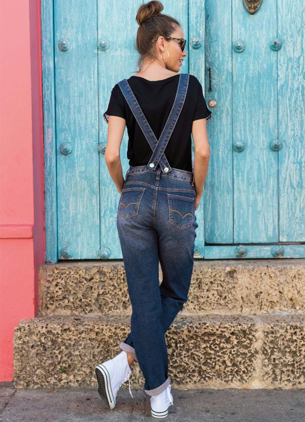 Queima Estoque - Jardineira Jeans Azul 2