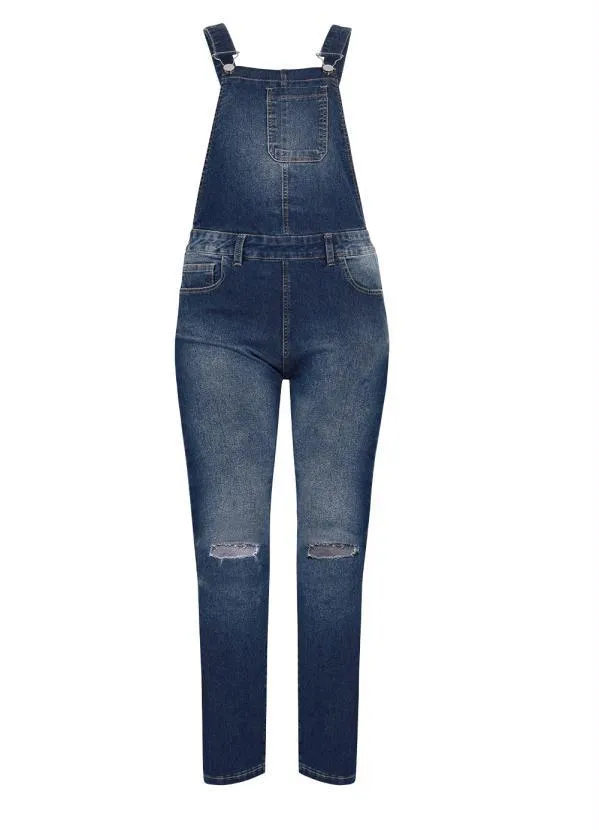 Queima Estoque - Jardineira Jeans Azul