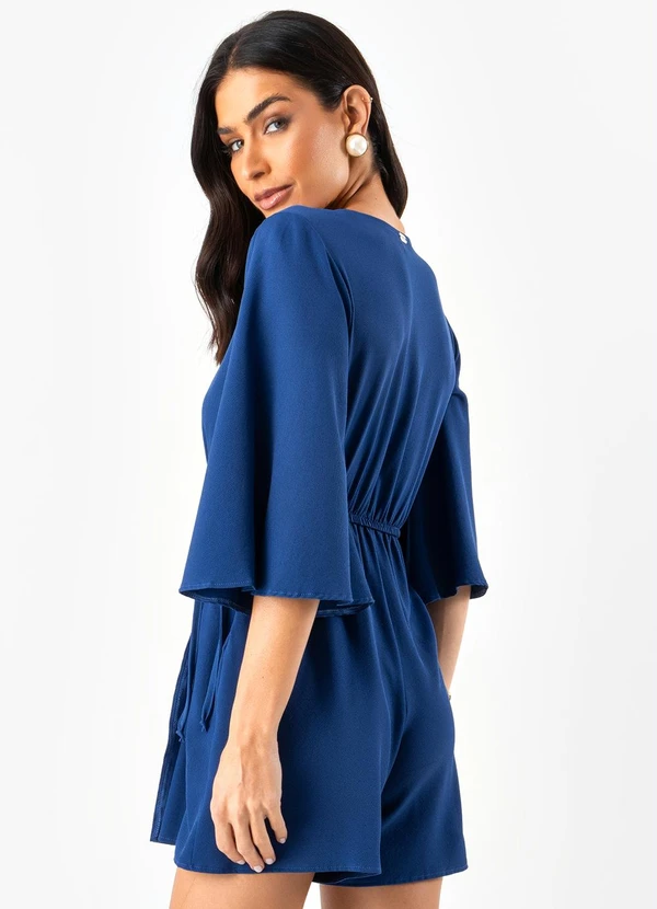 Quintess - Macacão Azul em Crepe Plano Sarjado 4