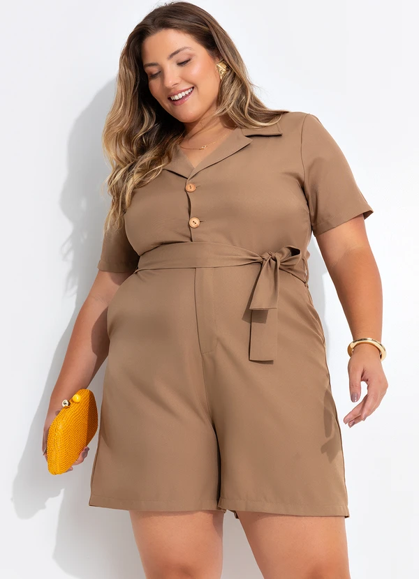 Quintess - Macacão Bege em Alfaiataria 8