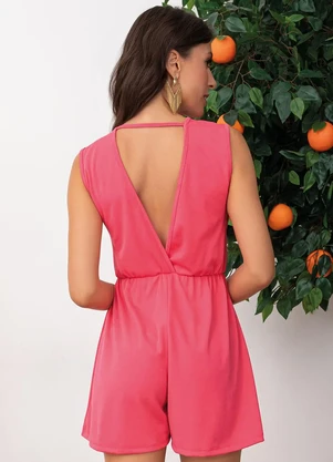 Moda Pop - Macacão Coral em Malha - MODA POP