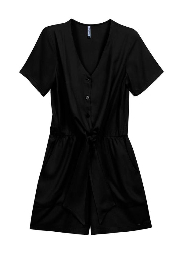 Marialícia - Macacão Curto com Amarracão Preto