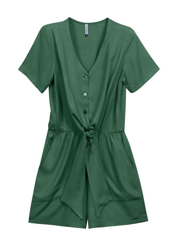 Marialícia - Macacão Curto com Amarracão Verde