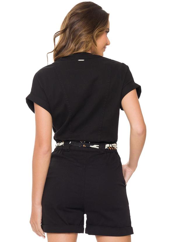 Doce Trama - Macacão Curto em Sarja Preto 2