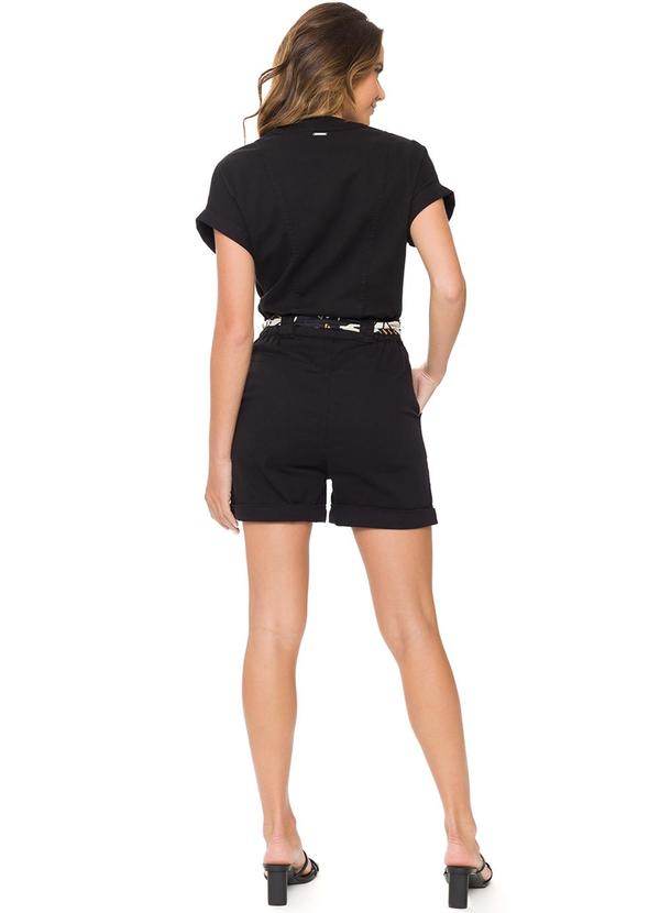 Doce Trama - Macacão Curto em Sarja Preto 4