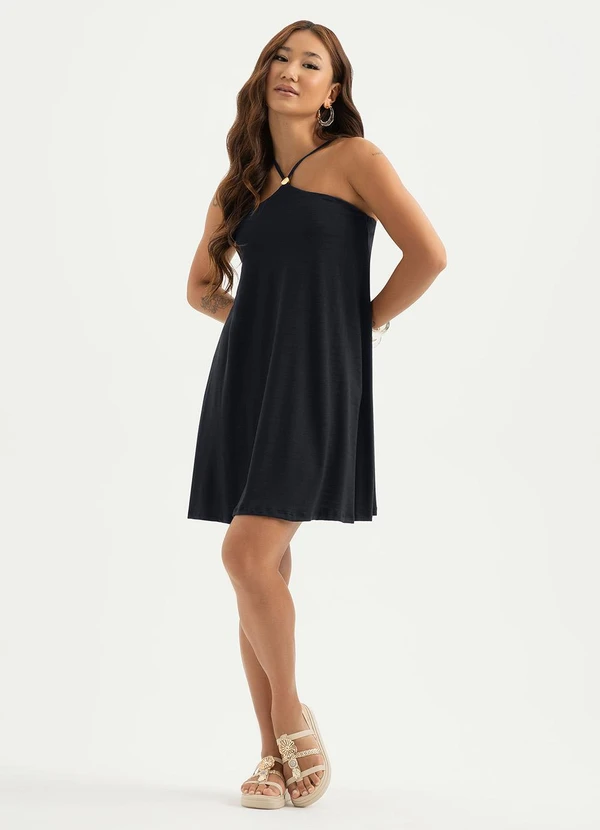 Cativa - Macacão Curto em Viscose Preto