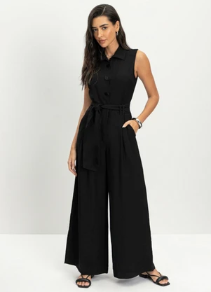 Essendi - Macacão Feminino em Alfaiataria Preto - ESSENDI