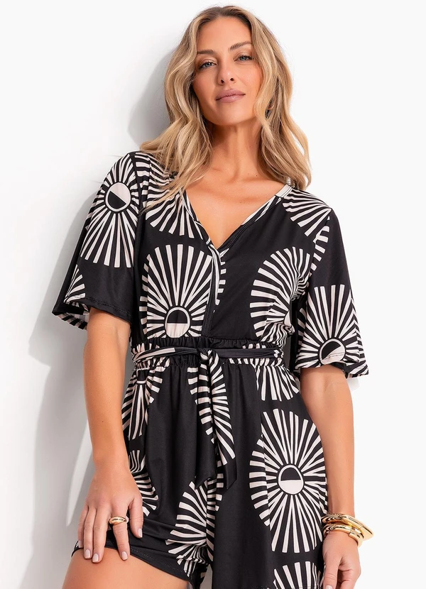 Quintess - Macacão Geométrico Bicolor em Malha Fria 5