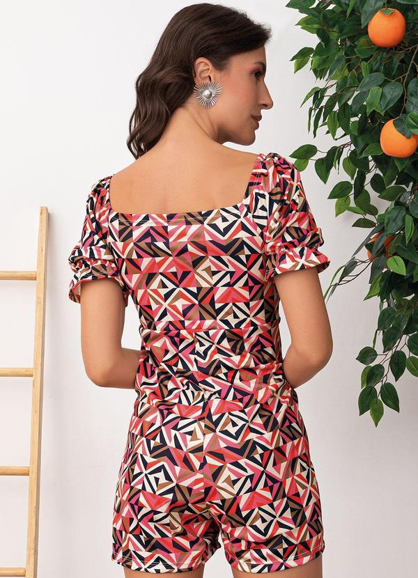 Moda Pop - Macacão Geométrico Colorido em Jersey Acetinado 5