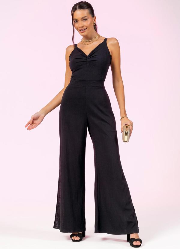 Cativa - Macacão Longo Pantalona Preto