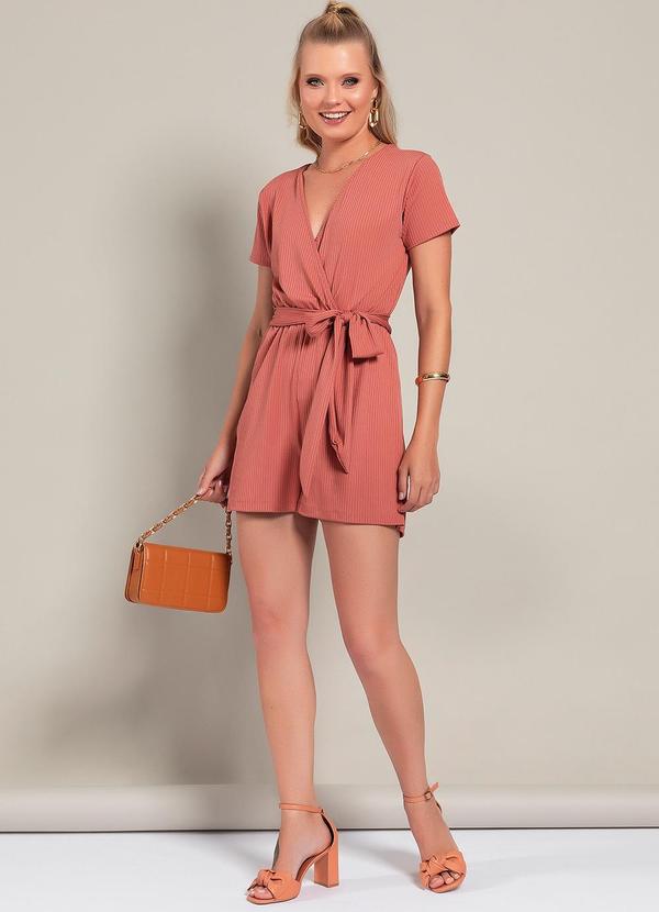 Moda Pop - Macacão Marrom Claro em Canelado 3