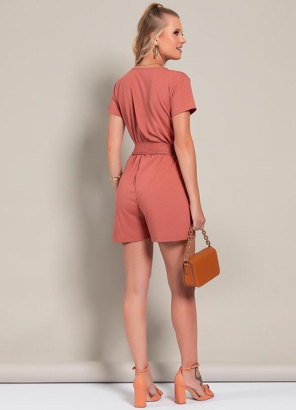 Moda Pop - Macacão Marrom Claro em Canelado 4