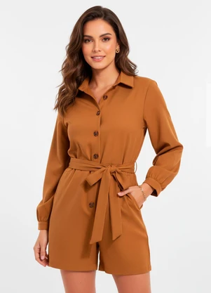 Quintess - Macacão Mostarda em Alfaiataria - QUINTESS