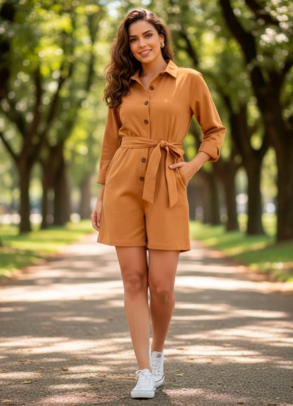 Quintess - Macacão Mostarda em Alfaiataria 10