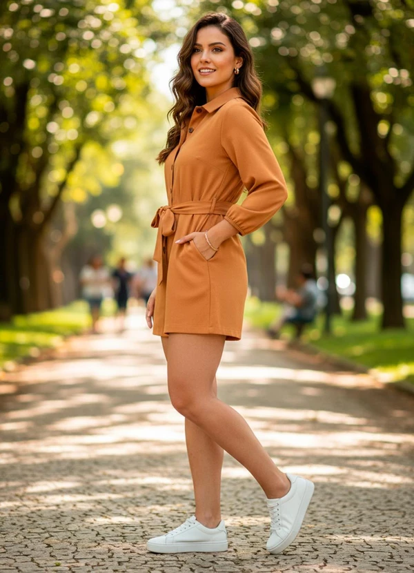 Quintess - Macacão Mostarda em Alfaiataria 9