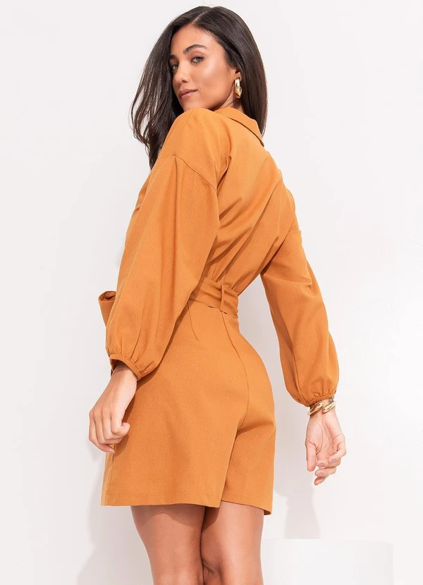 Quintess - Macacão Mostarda em Alfaiataria 5