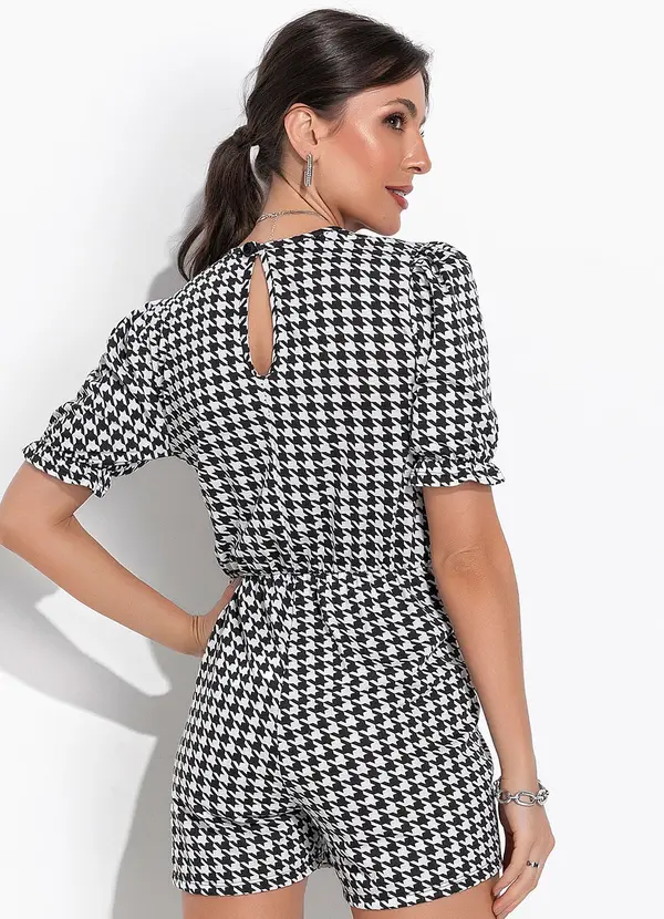 Moda Pop - Macacão Pied de Poule P&B em Poliviscose 2