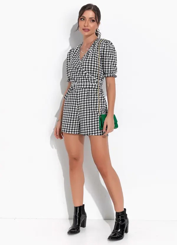 Moda Pop - Macacão Pied de Poule P&B em Poliviscose 3