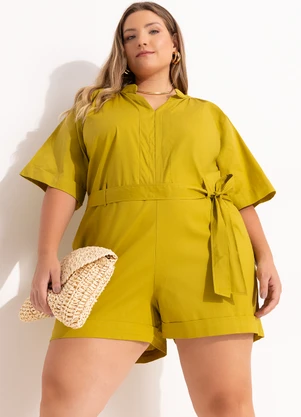 Quintess - Macacão Verde Oliva em Tecido de Viscose - QUINTESS