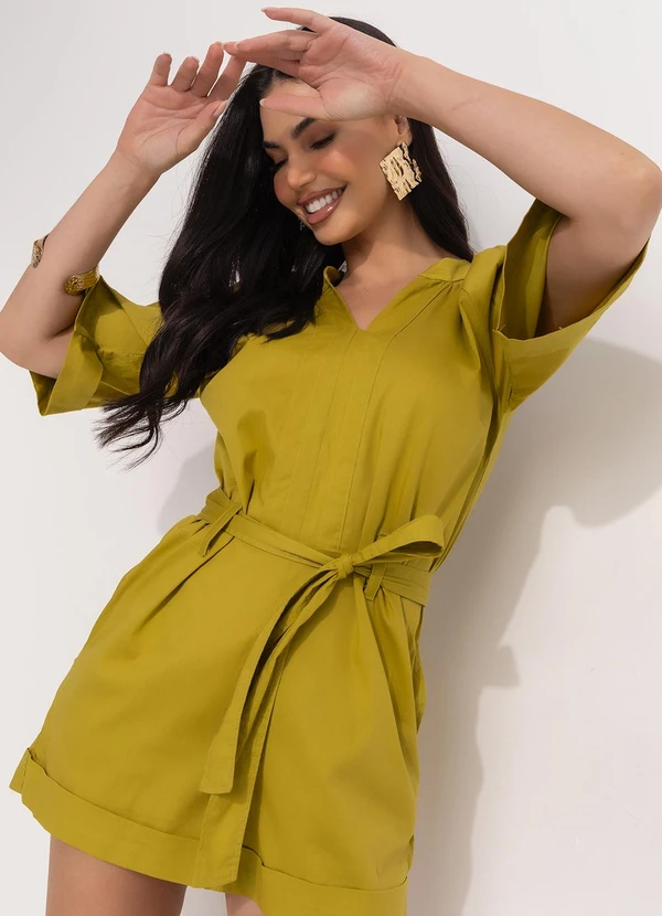 Quintess - Macacão Verde Oliva em Tecido de Viscose 5