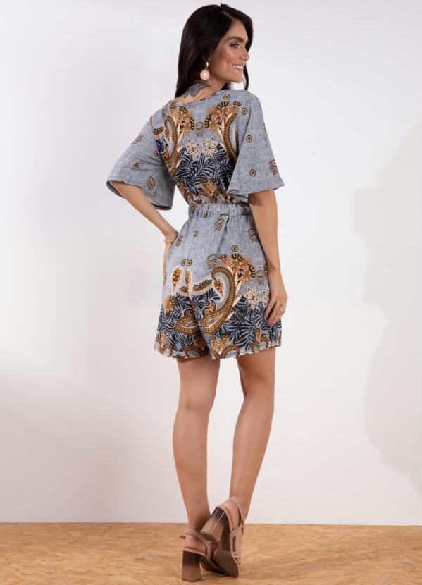 Quintess - Macaquinho Barrado Cinza com Decote V 4