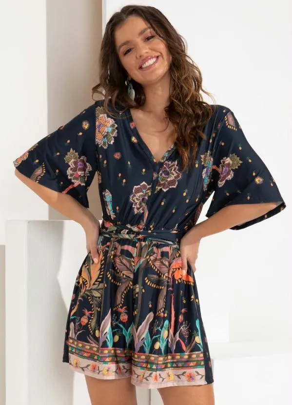 Quintess - Macaquinho Barrado Color com Decote V