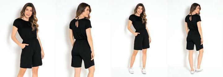 Macaquinho Bermuda Preto