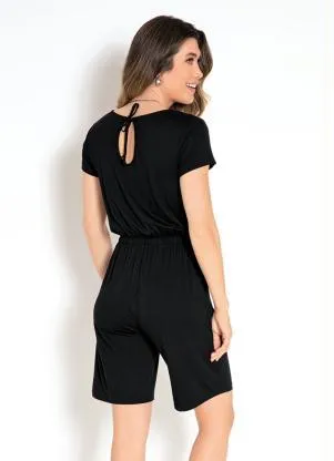 bonprix - Macaquinho Bermuda Preto - BONPRIX