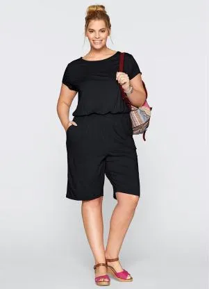 bonprix - Macaquinho Bermuda Preto - BONPRIX