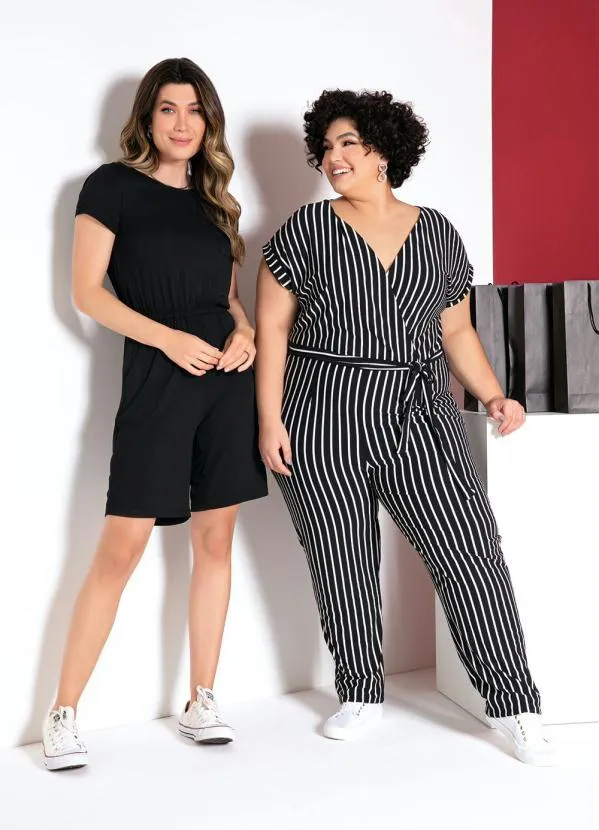 bonprix - Macaquinho Bermuda Preto 10