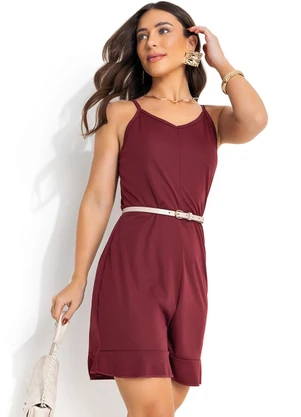 Moda Pop - Macaquinho Bordô em Malha - MODA POP