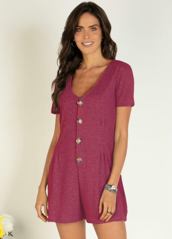 Quintess - Macaquinho Bordô Soltinho com Pregas