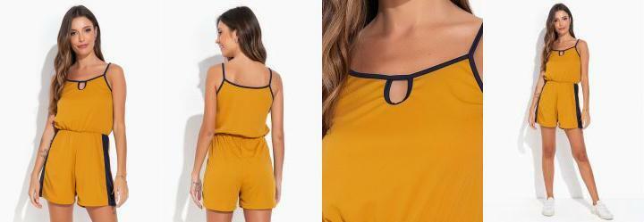 Macaquinho Caramelo com Alas e Recortes