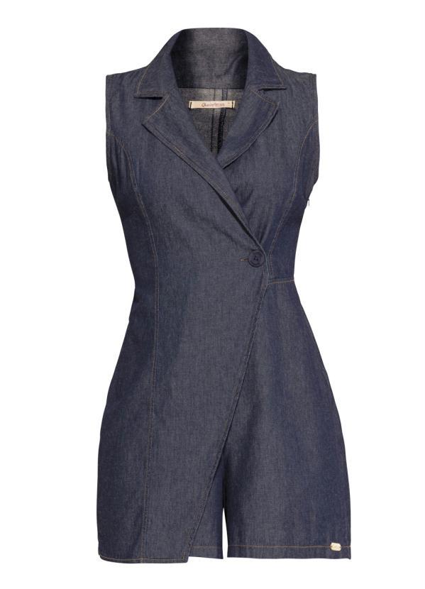 Quintess - Macaquinho com Transpasse Jeans Escuro 5