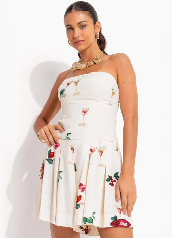 Farm - Macaquinho Coquetel Tropical Bege