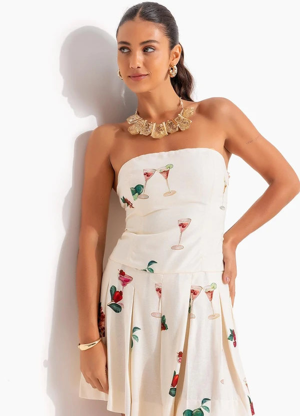 Farm - Macaquinho Coquetel Tropical Bege 4